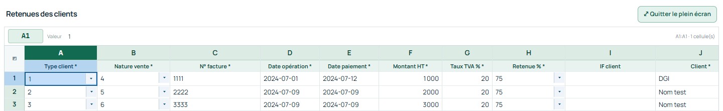 Plein écran — commandes et premières lignes