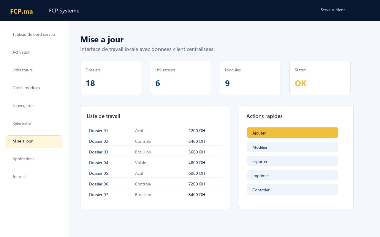 FCP Systeme - Mise a jour