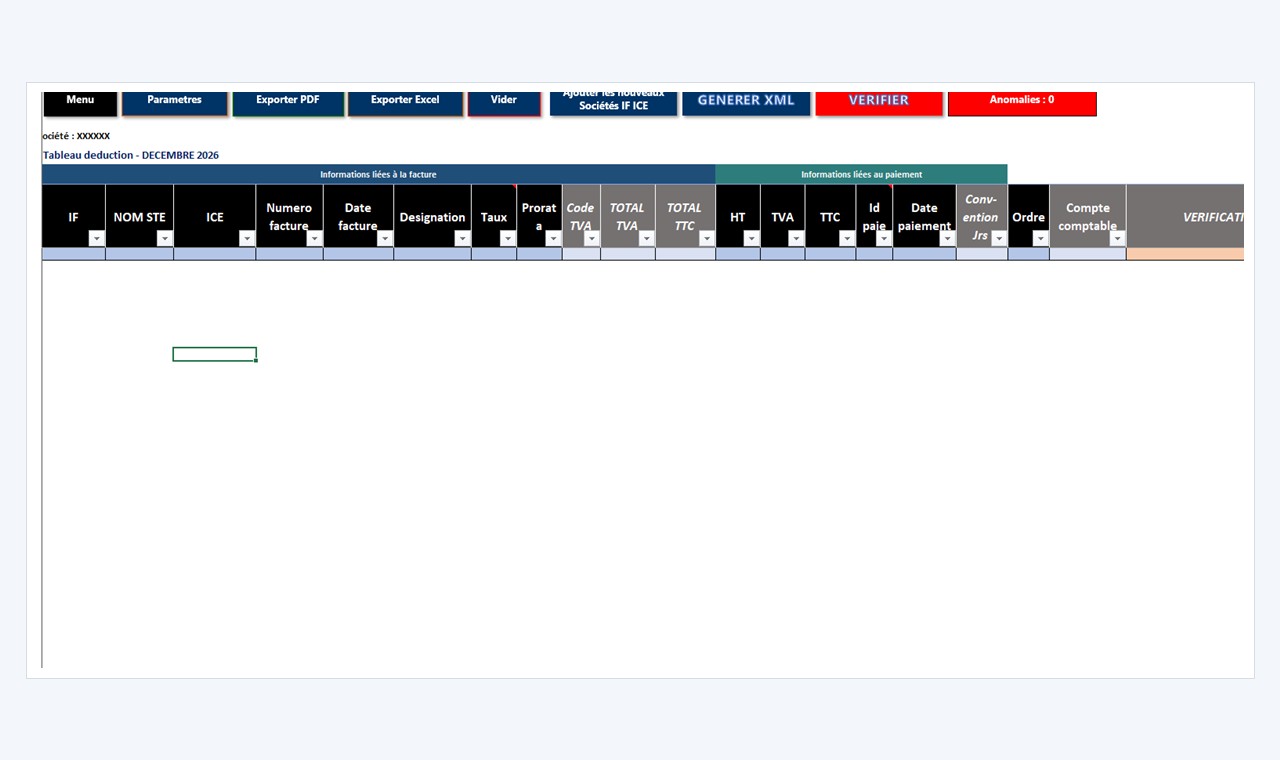 Declaration TVA - Fichier de depot